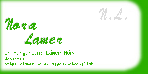 nora lamer business card